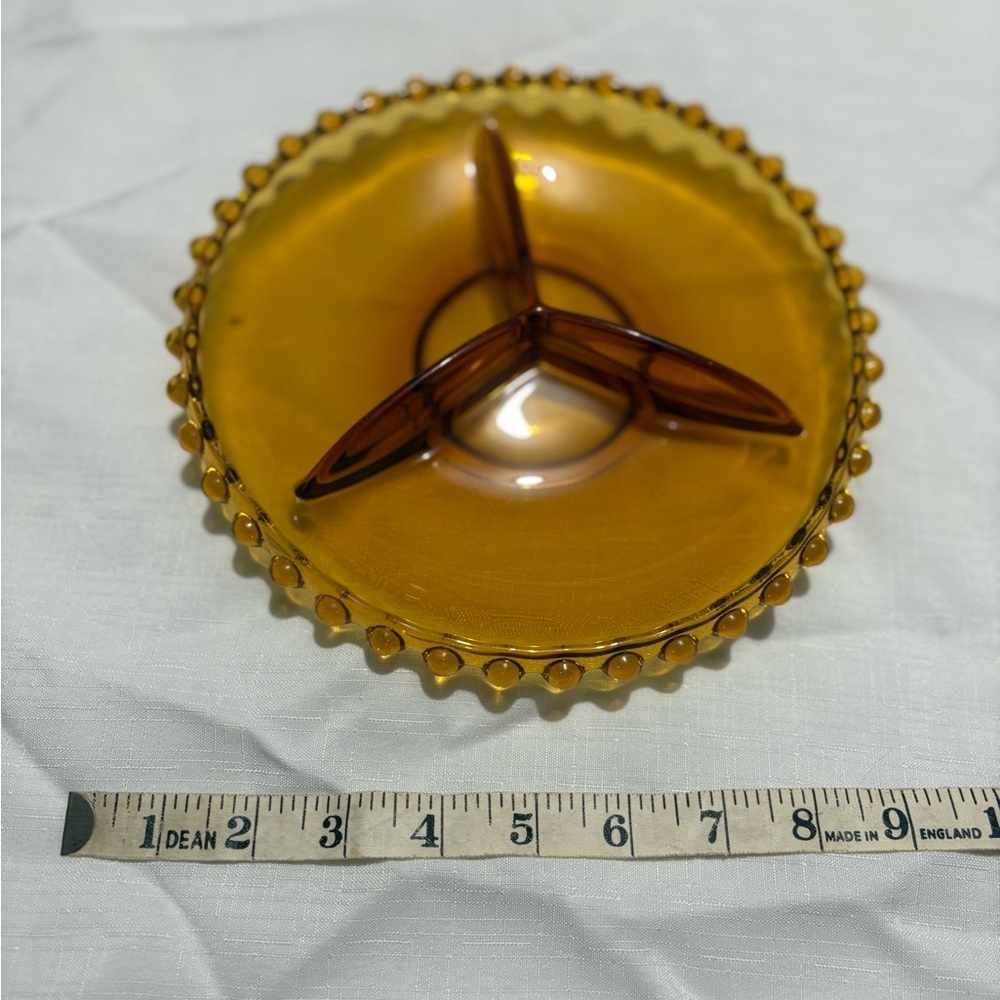 Vintage Amber Glass Divided Plate